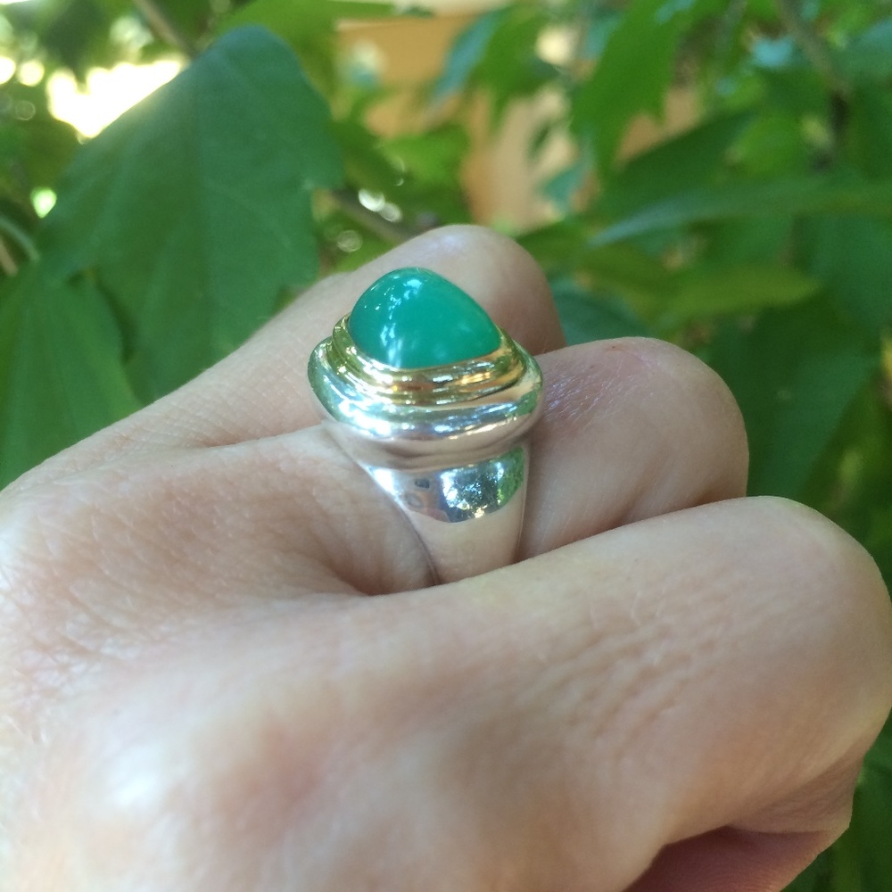 Tiffany & Co. Paloma Picasso 18k and sterling silver chrysoprase ring - Picture 4 of 6